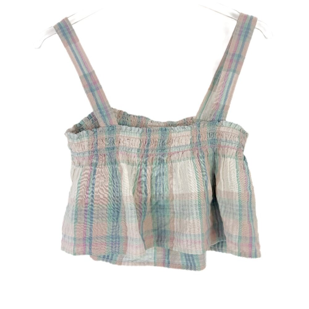 NWT American Eagle Pastel Plaid Stripe Swing Smock Crop Cami Tank Size XS NEW - Picture 8 of 11